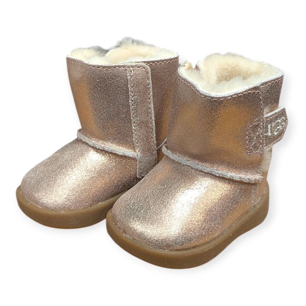 UGG‎ Keelan Metallic Glitter Infant Boots Rose Gold Pink Size 0/1 w/ Box